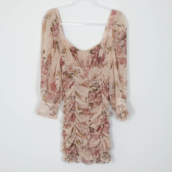 Zara Floral Print Draped Ruched Dress Blogger Favorite Womens Size Large - Picture 5 of 13